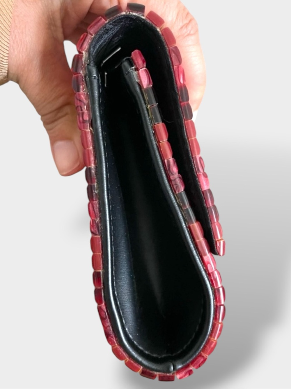 Kurt Geiger 🪢 Red Stripe Perspex Party Clutch - Picture 5 of 9